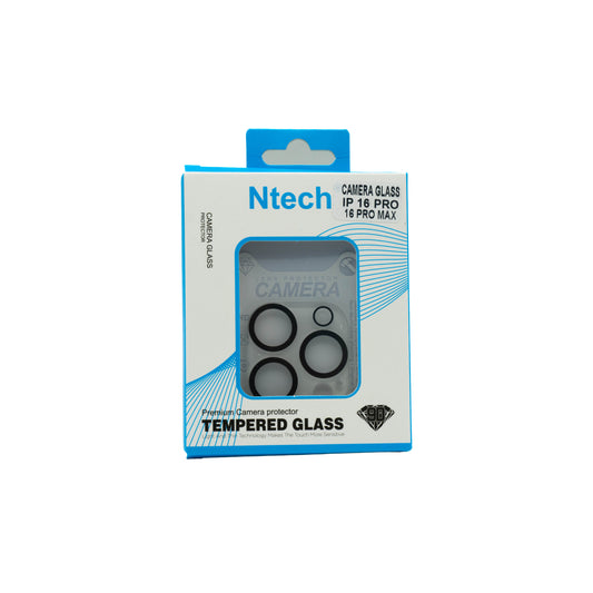Ntech Kamera-Schutzglas für iPhone 16 Pro / 16 Pro Max – Tempered Glass Schwarz
