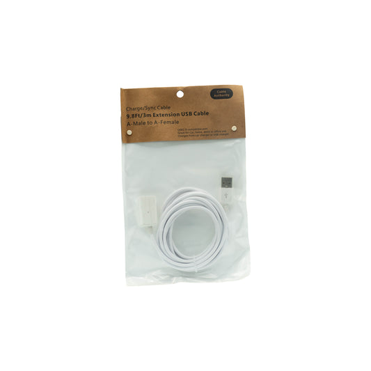 Cable Authority USB-Verlängerungskabel 3 m – A-Stecker auf A-Buchse (Weiß)
