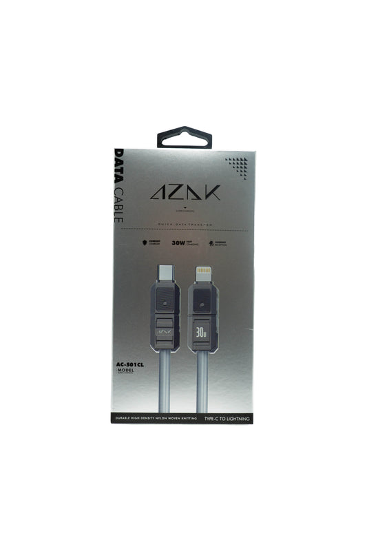 AZAK AC-S01CL 30W Type-C auf Lightning Kabel – Schnellladekabel mit Nylon-Ummantelung