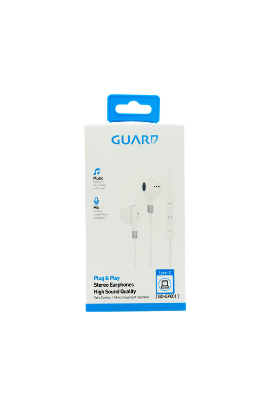 GUARD GD-EP001 Type-C Stereo Earphones – Kopfhörer mit Mikrofon & High Sound Quality