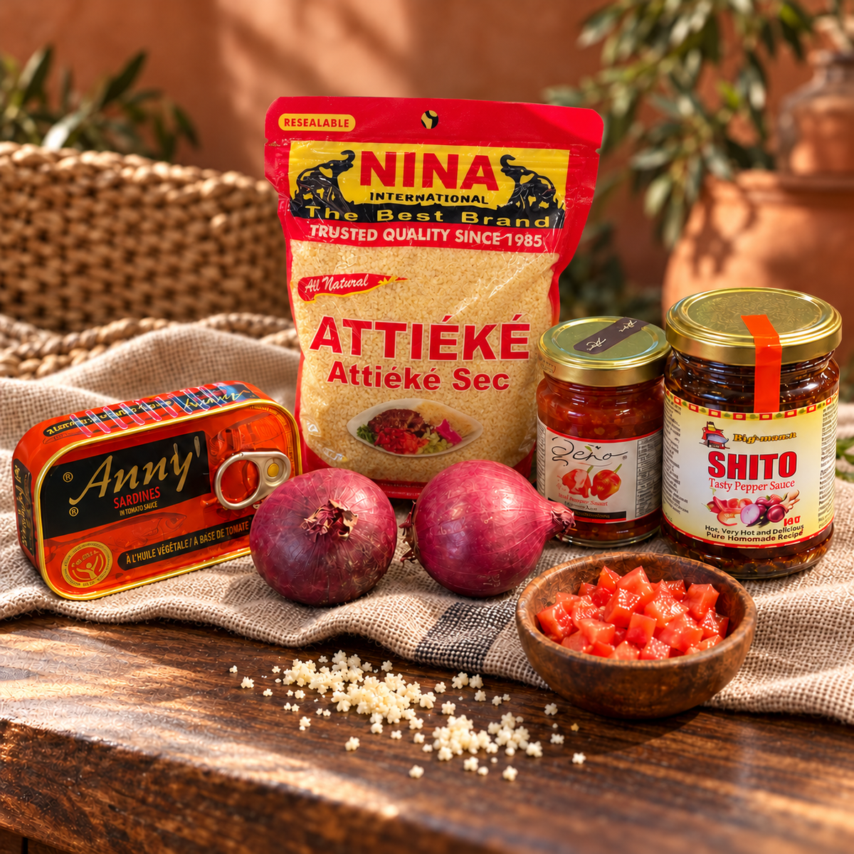 Attiéké mit Sardinen & Shito Bundle