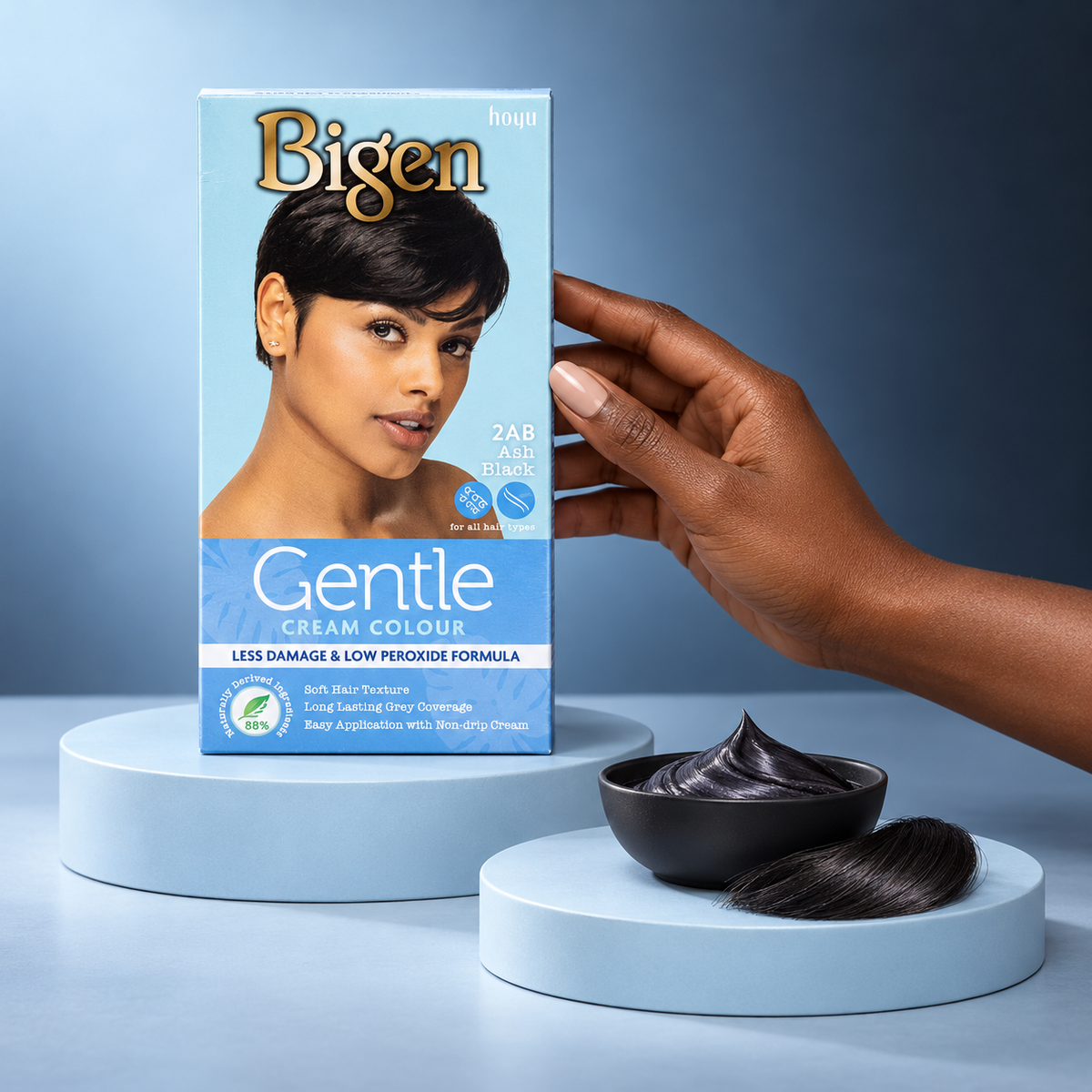Bigen Gentle Cream Colour – 2AB Ash Black (Dauerhafte Haarfarbe, schonend & pflegend)