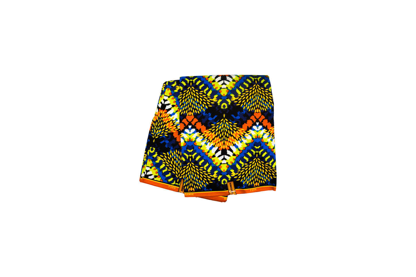 Afrikanischer Stoff Blau-Gelb-Orange – Original African Wax Print aus 100 % Baumwolle