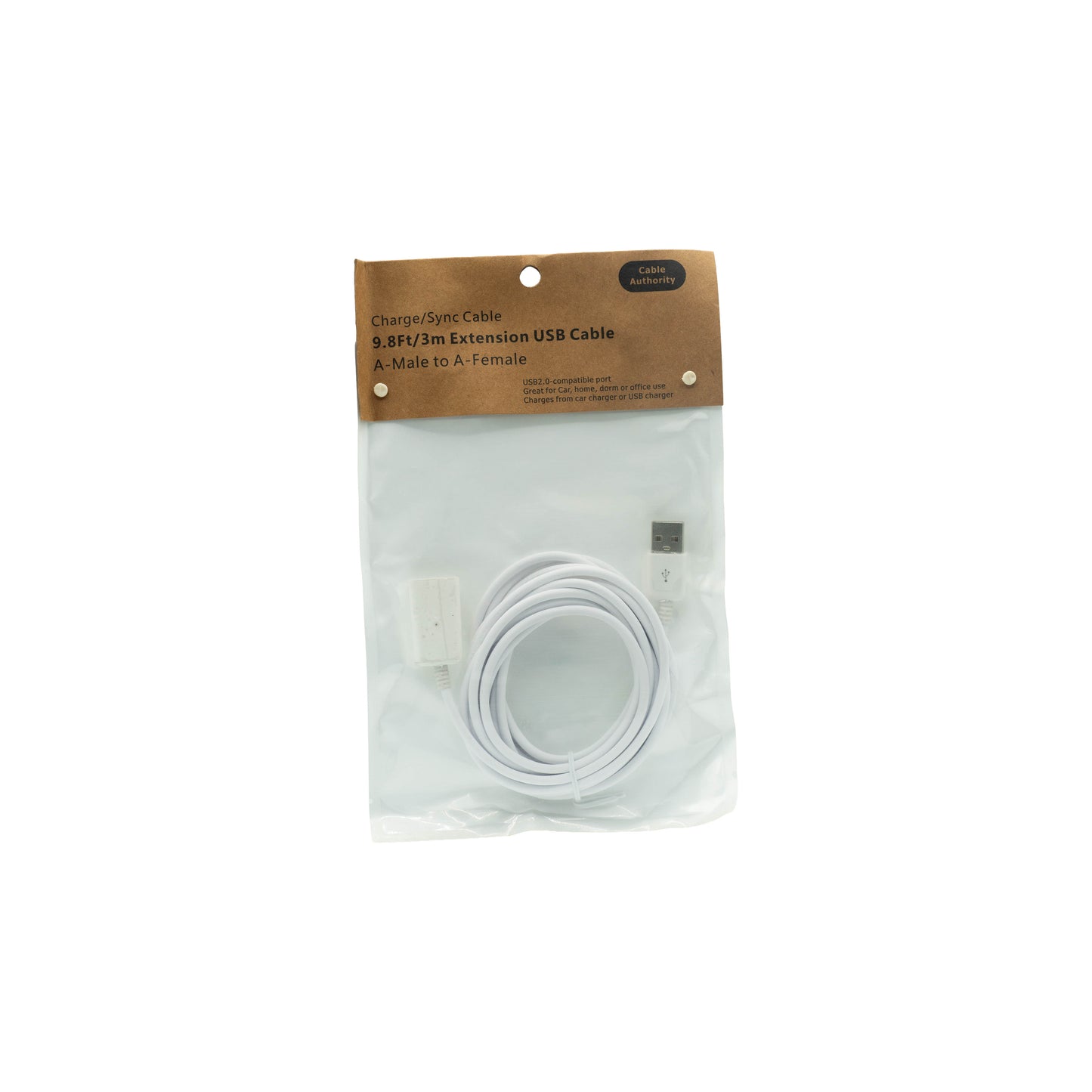 Cable Authority USB-Verlängerungskabel 3 m – A-Stecker auf A-Buchse (Weiß)