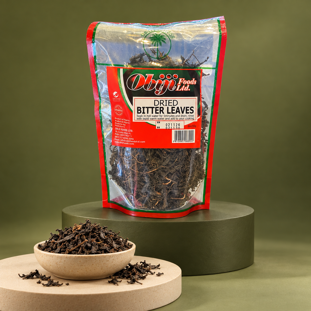 Obiji Getrocknete Blätter – Ugu, Ukazi oder Bitter Leaf 55 g