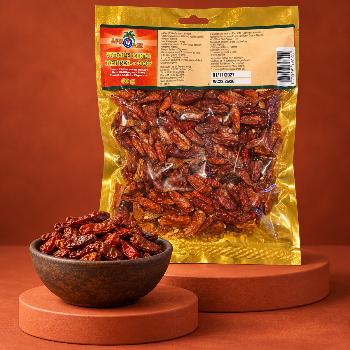 Afroase Ganze Chilischoten Hot 80 g