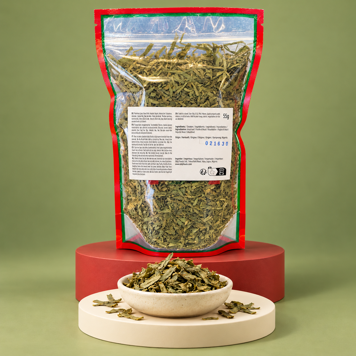 Obiji Getrocknete Blätter – Ugu, Ukazi oder Bitter Leaf 55 g