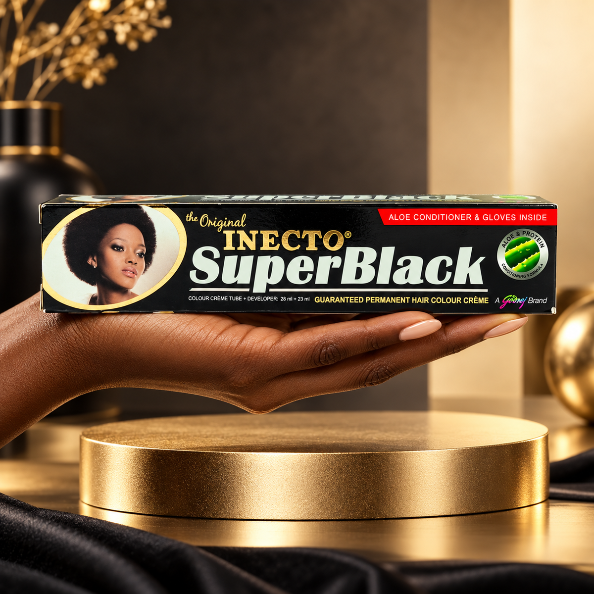 Inecto SuperBlack Hair Color – Intensive, permanent black coloration with aloe