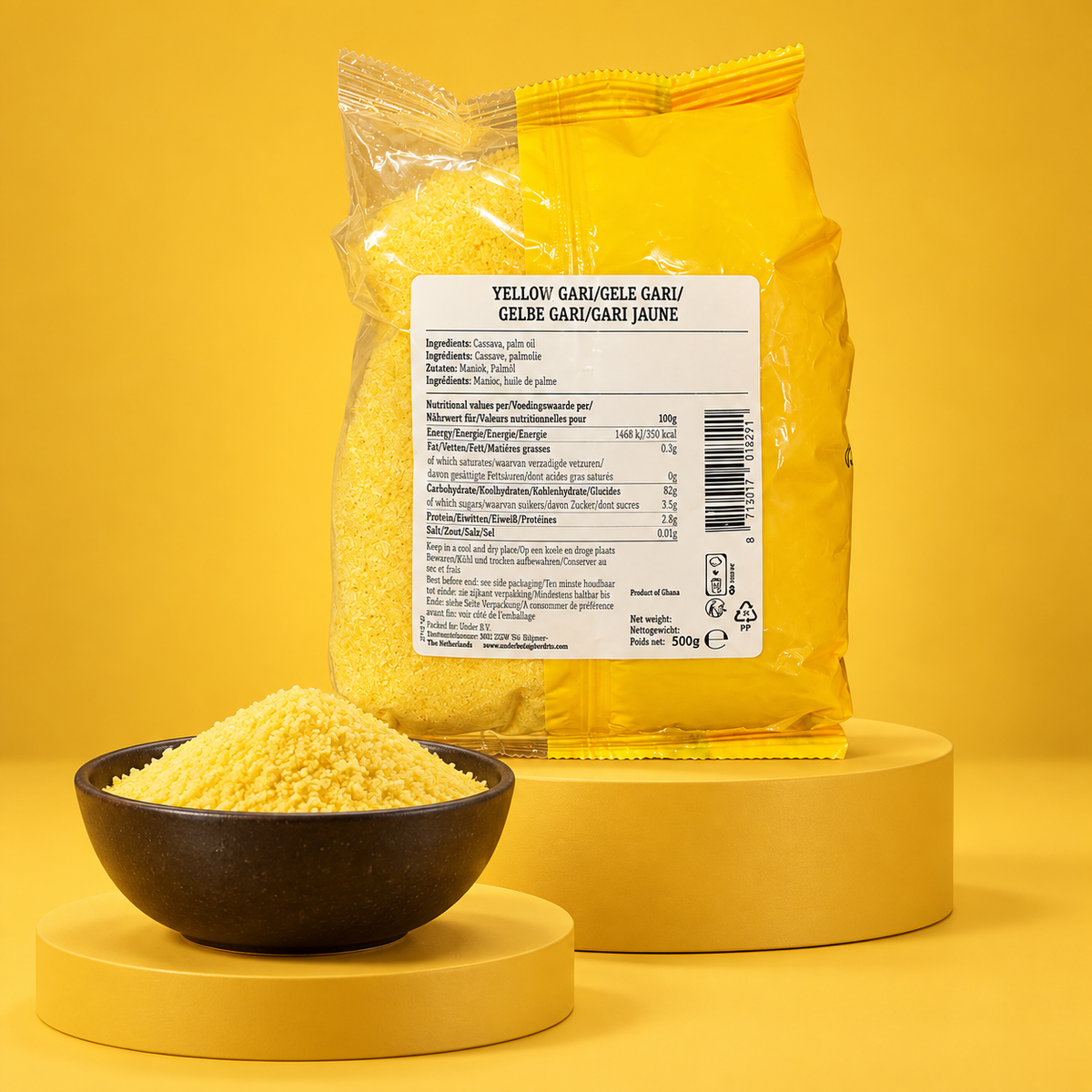 A.F.P. Yellow Gari – Gelbe Maniokgrießflocken 500 g
