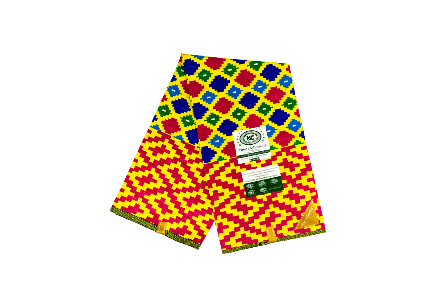 Afrikanischer Stoff mit traditionellem Kente-Muster – Buntes geometrisches Design für Gewänder & Nähprojekte