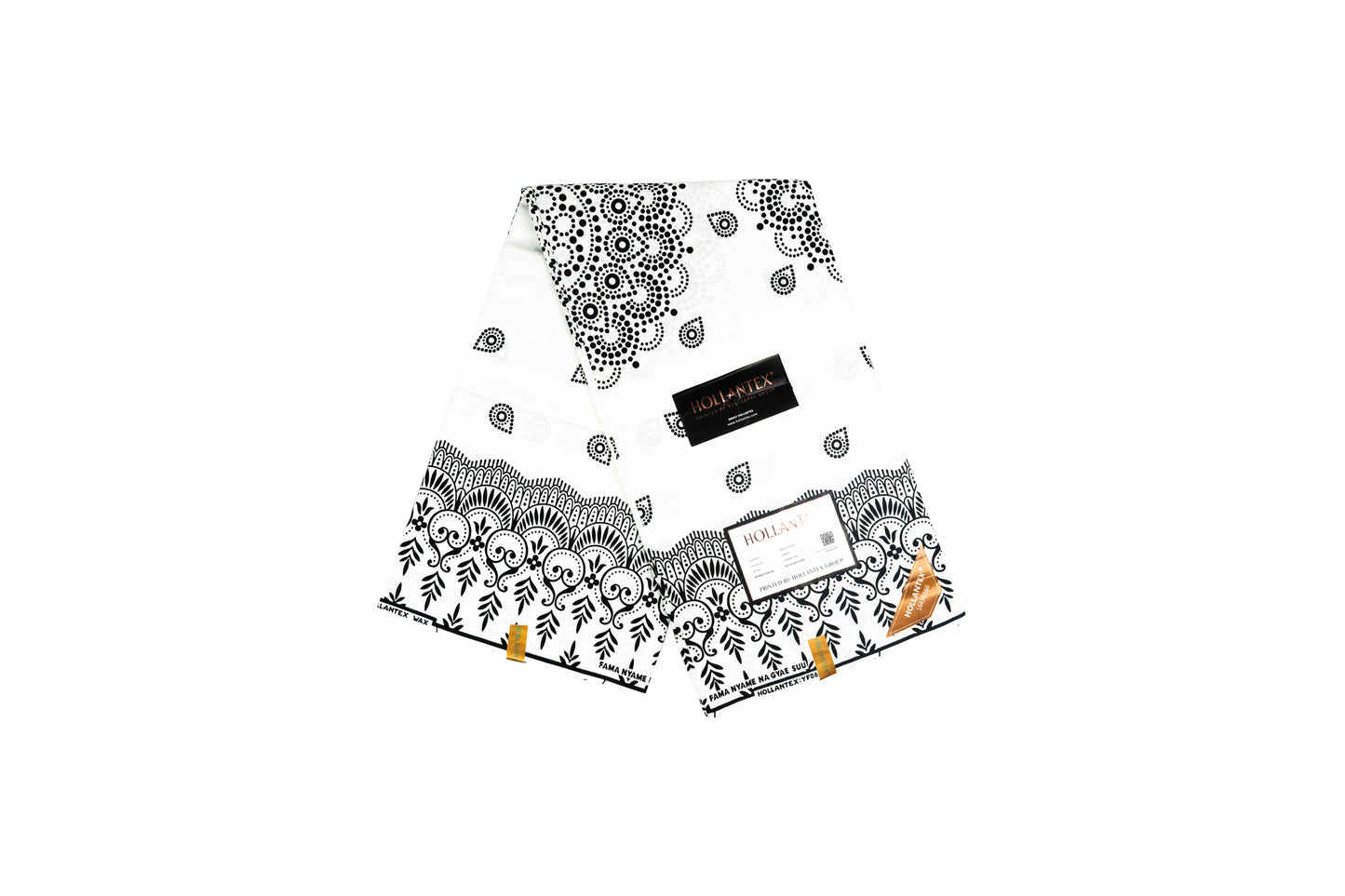 Afrikanischer Stoff Weiß-Schwarz – Original Hollantex Wax Print aus 100 % Baumwolle