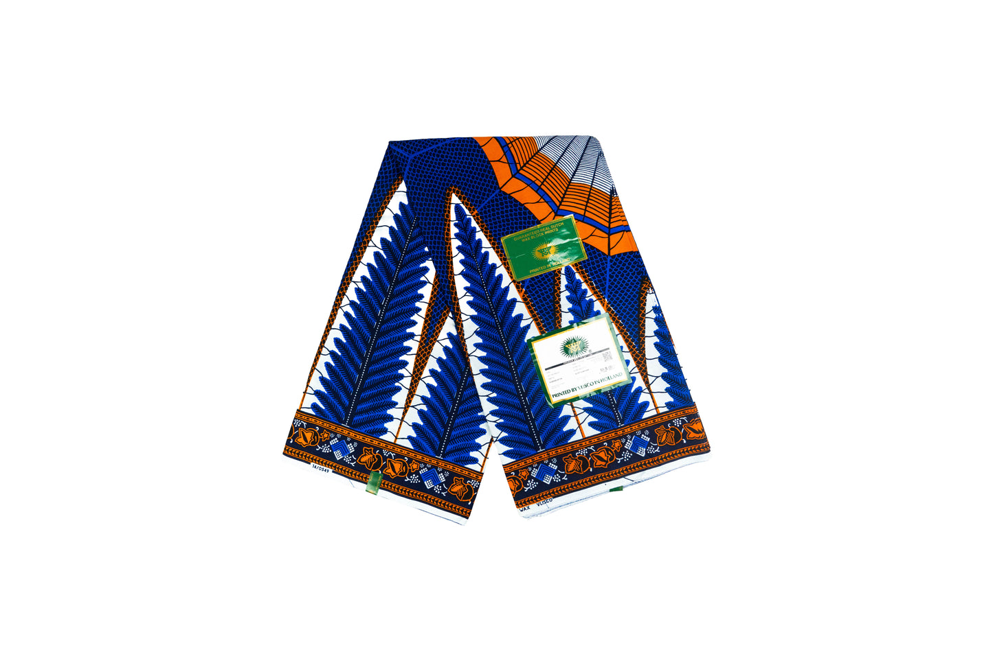 Afrikanischer Stoff Blau-Orange – Original African Wax Print aus 100 % Baumwolle 6 Yards