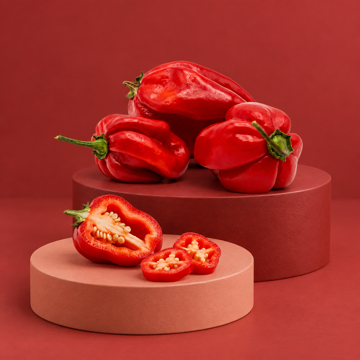 Fresh red habanero chilies