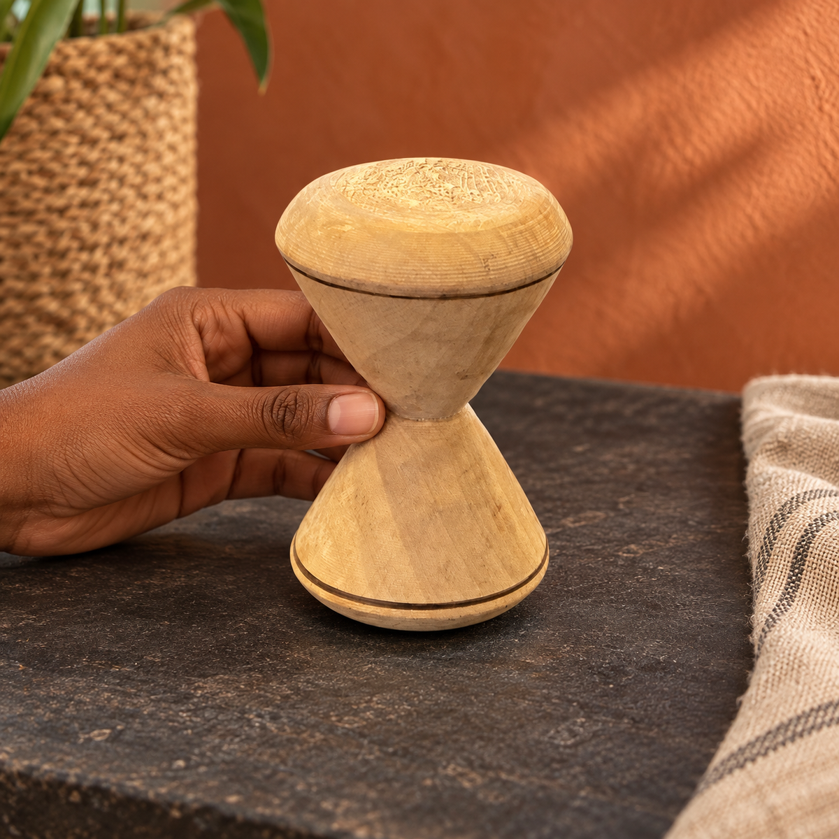Traditional African wooden spice and vegetable chopper – Handcrafted | Ideal for kitchen &amp; decor (Tapoli)