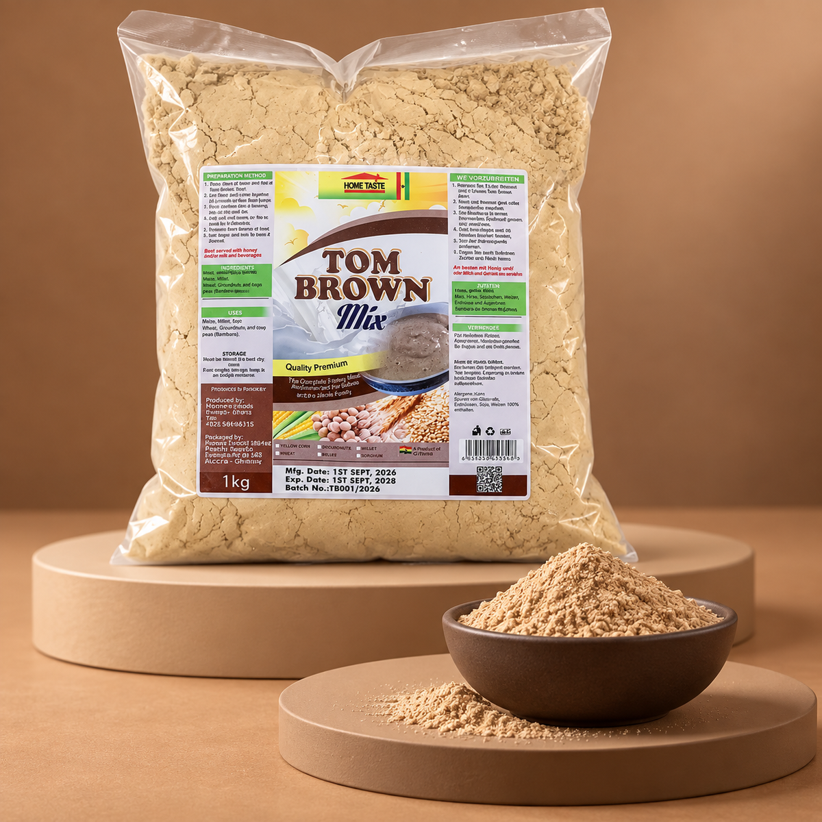 Tom Brown Mix – Nutritious breakfast classic from Ghana (1kg)
