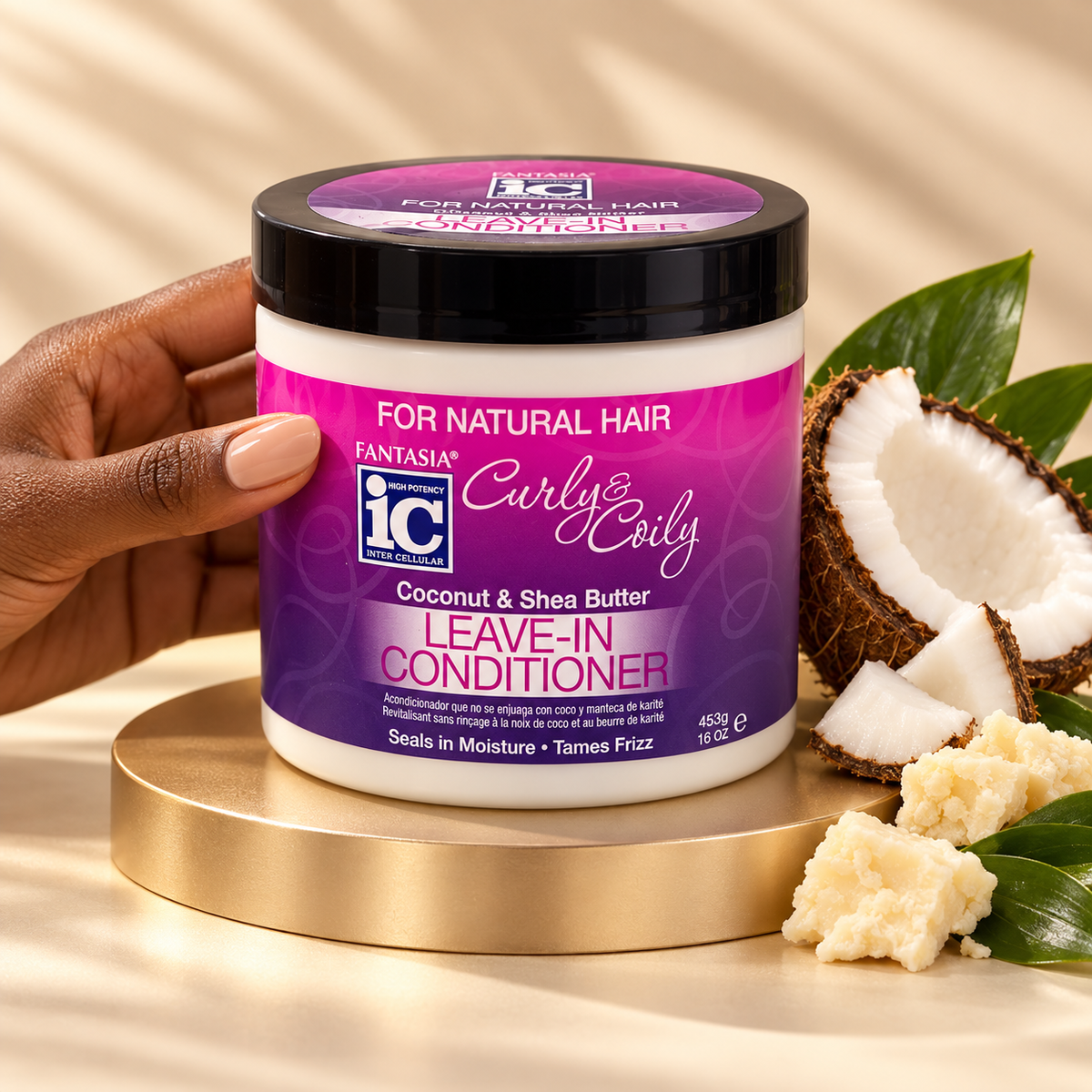 Fantasia IC Curly &amp; Coily Leave-In Conditioner with Coconut &amp; Shea Butter – 453g
