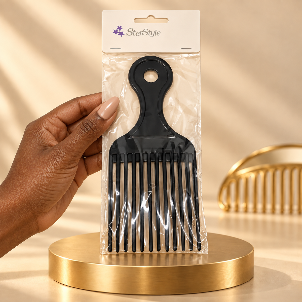 SterStyle – Afro Pick Comb with Wide Teeth (Plastic)