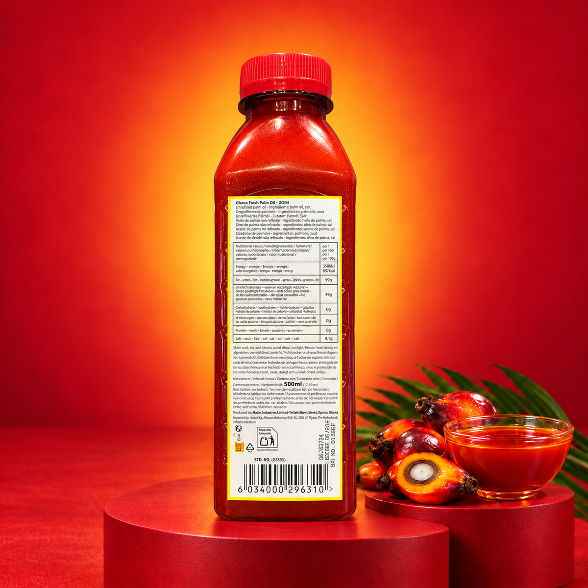 Ghana Fresh Zomi Palmöl – Unraffiniert 500 ml - 1 L