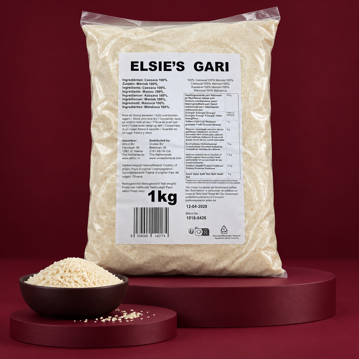Elsie’s Gari White – Traditionelles Gari aus Ghana 1 kg