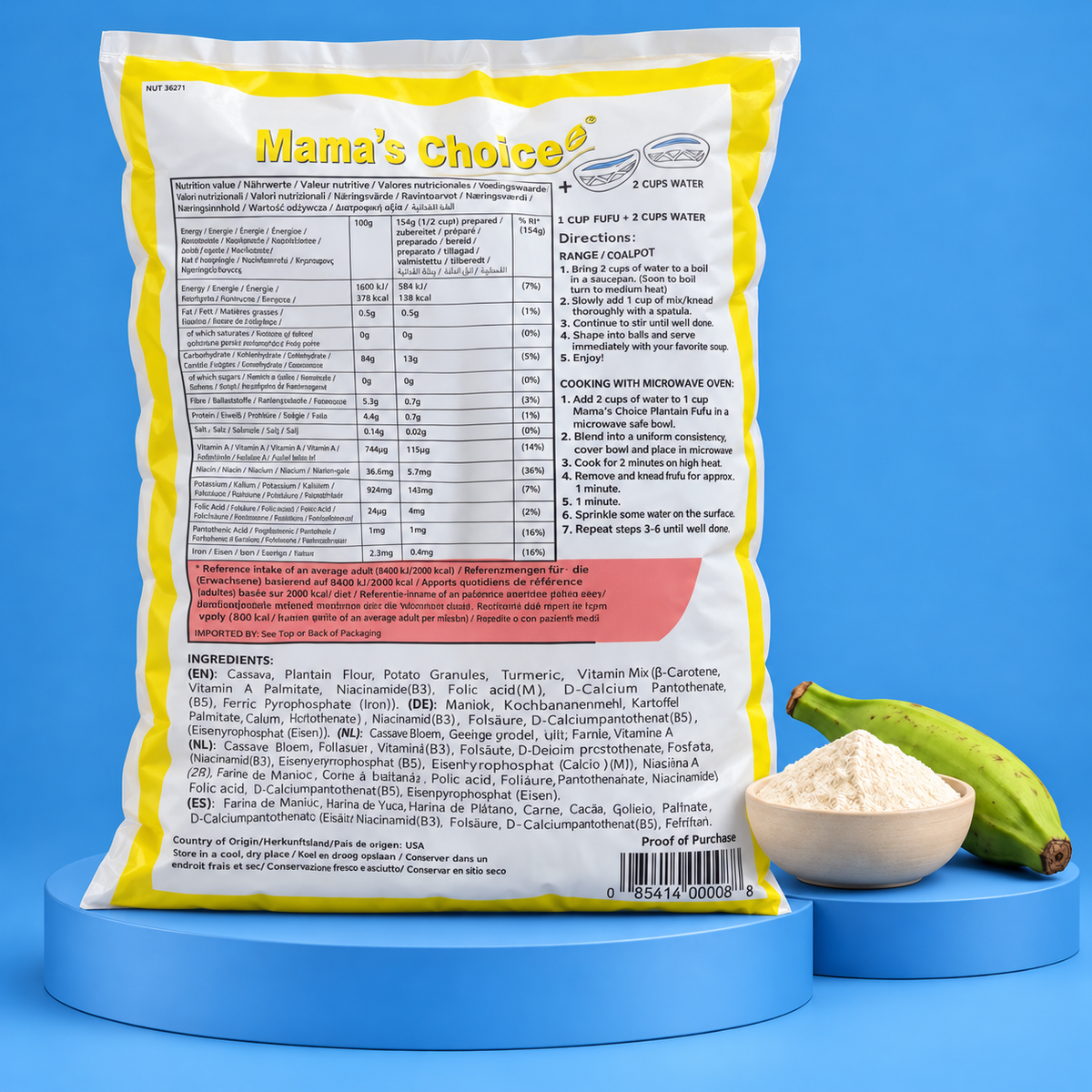 Mama's Choice Plantain Fufu Mix – Traditional Delight Made with Plantains (4.536g)