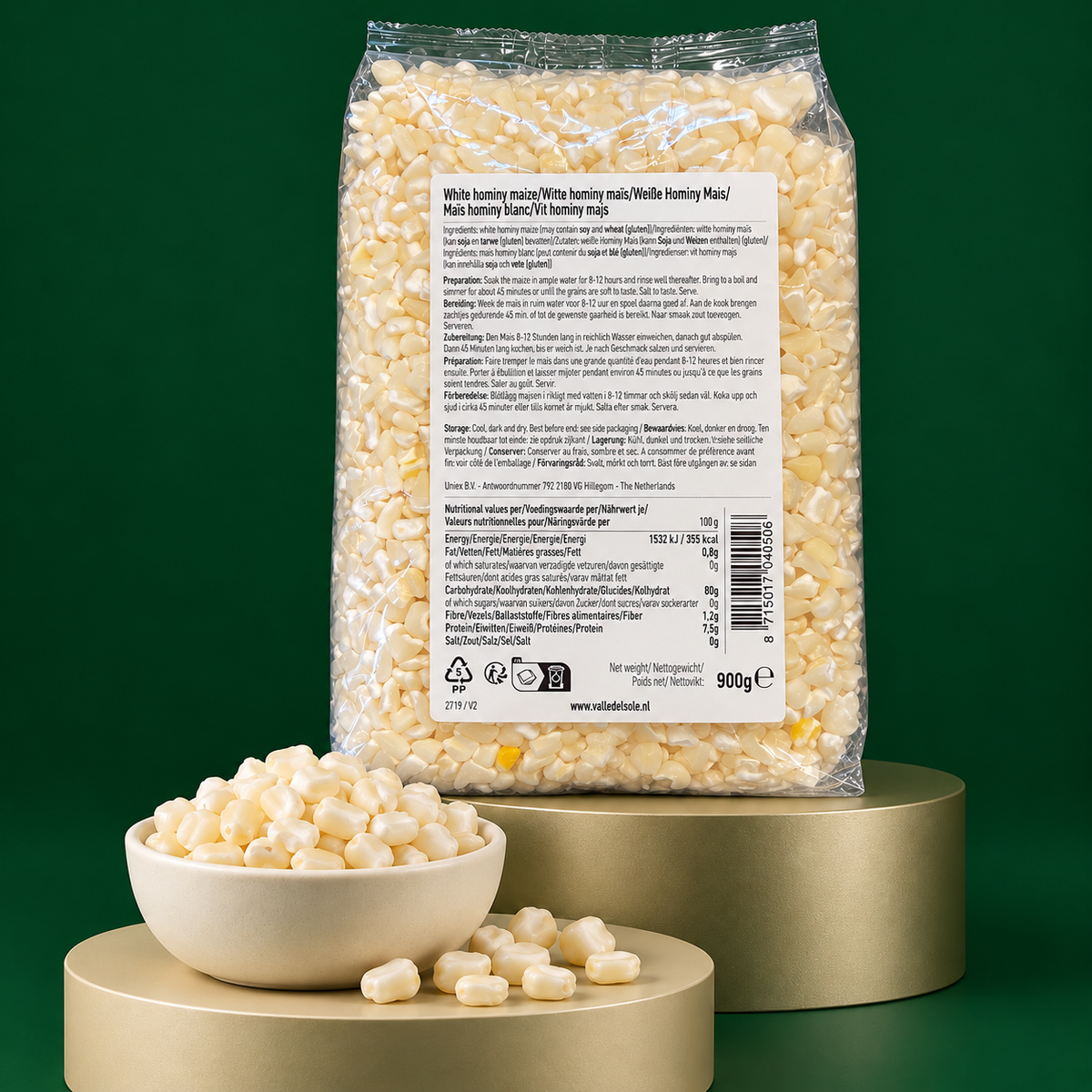 Valle Del Sole – Weißer Hominy-Mais 900 g