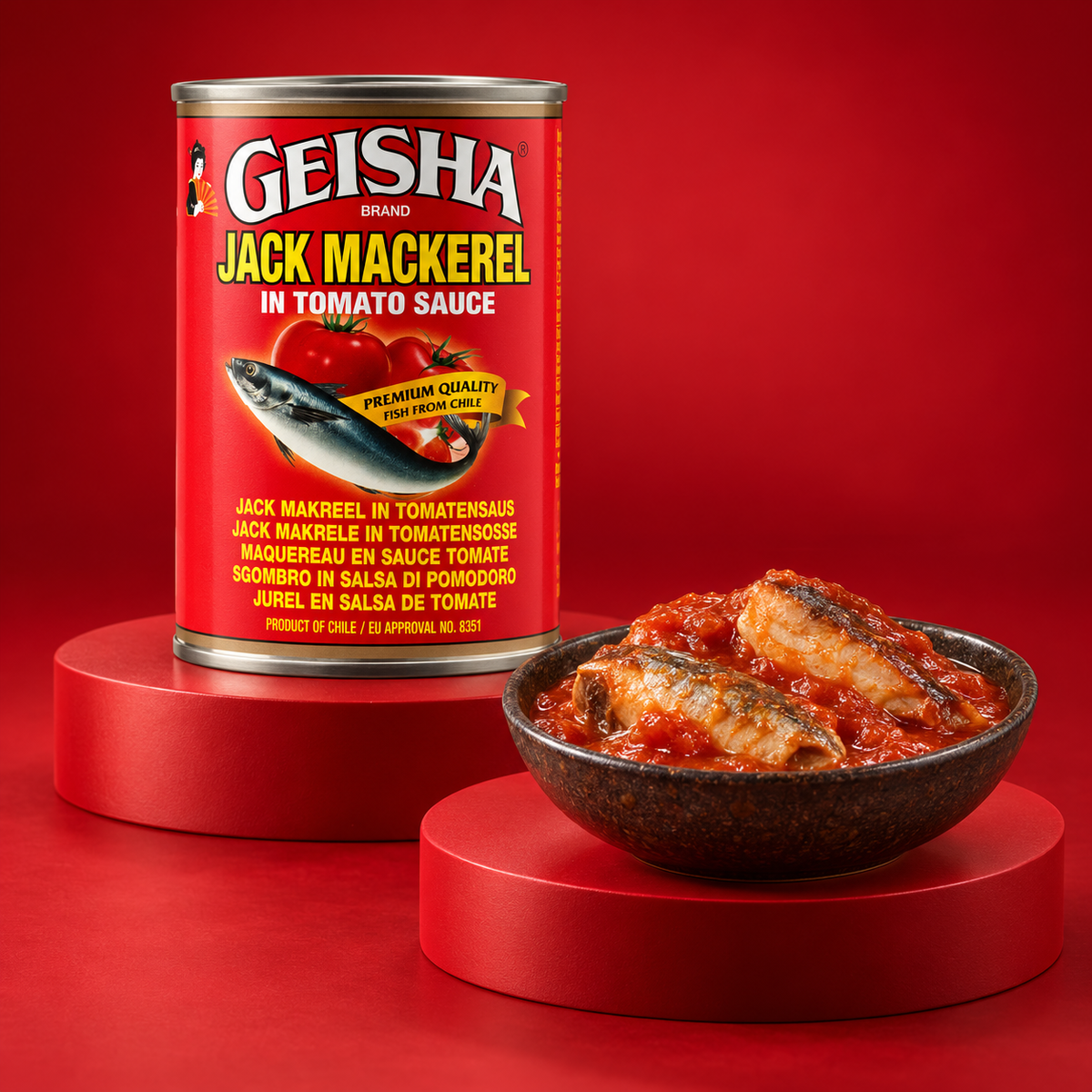 Geisha Makrele in Tomatensauce