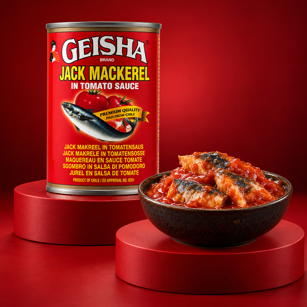 Geisha Makrele in Tomatensauce
