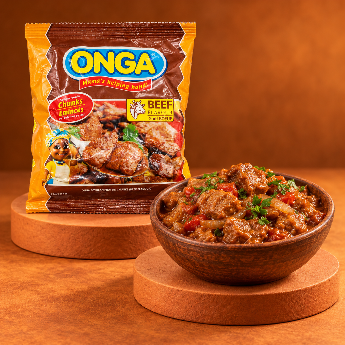 ONGA Soy Protein Chunks Beef – The hearty meat substitute for hearty dishes HALAL