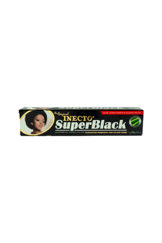 Inecto SuperBlack Haarfarbe – Intensive, permanente schwarze Coloration mit Aloe