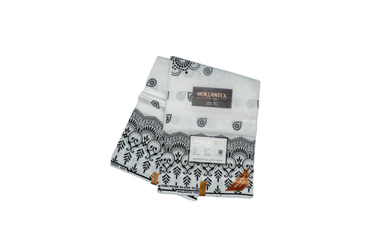 Afrikanischer Stoff Weiß-Schwarz – Original Hollantex Wax Print aus 100 % Baumwolle