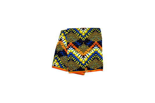 Afrikanischer Stoff Blau-Gelb-Orange – Original African Wax Print aus 100 % Baumwolle